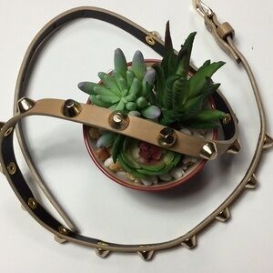 Faux leather studded skinny belt‎ small
